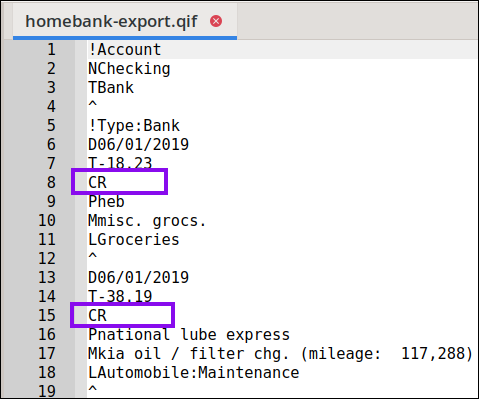 Grisbi QIF Transaction Records