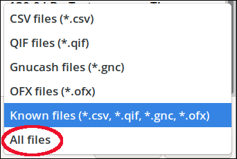 Grisbi Import File Type Selection