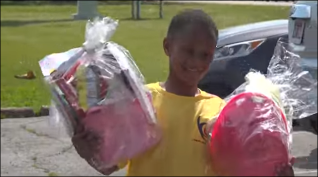 10-yo Carl giving East baskets